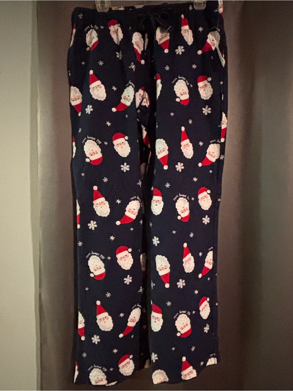 Women’s Navy Santa Print Pajama Pants - Festive Holiday Sleepwear